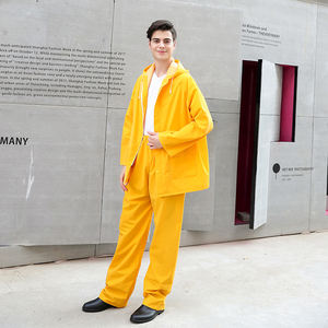 Combinaison de pluie en PVC-polyester pas chère Imperméable jaune - Product Image 3