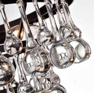 Crystal <b>Chandelier</b> Gold Finish E26 <b>Bulb</b> Base 3500K Warm White LED Adjustable Height Stainless Steel Living Room Pendant Lamp - Product Image 6