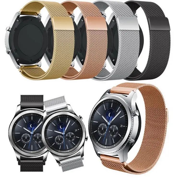 Magnetic stainless steel mesh strap for Samsung galaxy gear s3 watch band 20mm 22mm Milanese Loop for watch 4 46mm active s2