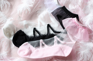 Primavera y verano nueva estudiante chica lolita Cruz vendaje hilo encaje calcetas de cristal mujeres Calcetines - Product Image 5