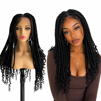 Perruque synthétique Lace Front Dreadlock tressée à la main, style Goddess Locs, avec pointes bouclées, afro kinky, en fibre haute température