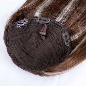 # Topper de <span class=keywords><strong>cheveux</strong></span> brun clair avec queue de cheval argentée, entièrement fabriqué à la machine, 7 clips, topper de <span class=keywords><strong>cheveux</strong></span> de poney respirant, trame naturelle, brillance naturelle, 100% <span class=keywords><strong>cheveux</strong></span> humains - Product Image 5