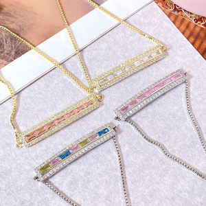 Pulsera ajustable delicada de moda, pulsera con forma de barra de cristal rectangular pequeña y colorida para mujer - Product Image 3
