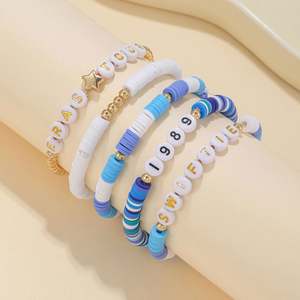 Custom Stretch <b>Beaded</b> <b>Bracelets</b> with Colorful Letter Charms - Personalized Multi-Layer <b>Bracelets</b> for Promotional Gifts - Product Image 1