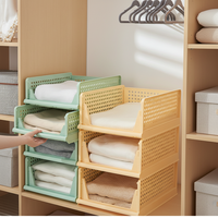 Boîte de rangement pour vêtements, type tiroir, en plastique moulé par injection, organisateur de garde-robe, multi-niveaux, pliable, organisateur de vêtements extractible