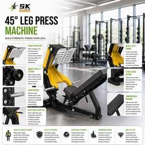 Presse à jambes à 45 degrés SK Commercial, équipement de musculation à charge libre, presse à jambes linéaire en acier de 3,0 mm pour l'entraînement du bas du corps - Product Image 2