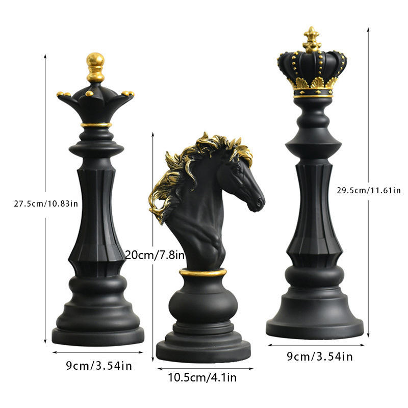 Chess black three-piece set