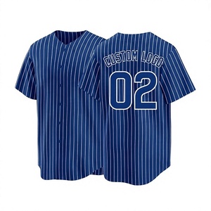 Camiseta de Béisbol Personalizada de Poliéster de Calidad con Logotipo Bordado y Rayas para Hombre, Transpirable, de Secado Rápido, con Nombre de Equipo y Letras, para Primavera - Product Image 1