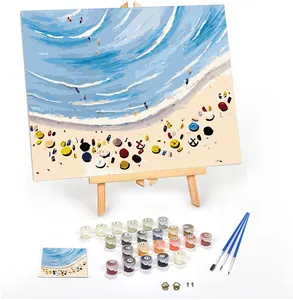 Hand Painted Oil Painting By Numbers Beach Scenery Diy Art Set For Adults And Children Beginners