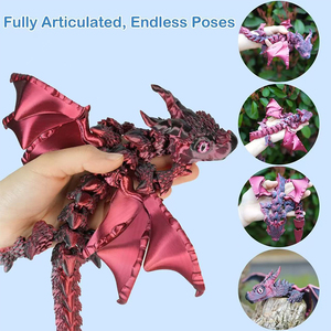 Dragon imprimé en 3D avec des ailes, jouets dragon anti-stress, animaux imprimés en 3D, modèle de dragon ailé articulé flexible en cristal - Product Image 4