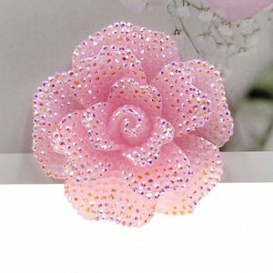 Grandes fleurs de rose 3D en strass, cabochons en résine à dos plat, embellissements légers pour coiffes, scrapbooking et loisirs créatifs - Product Image 2