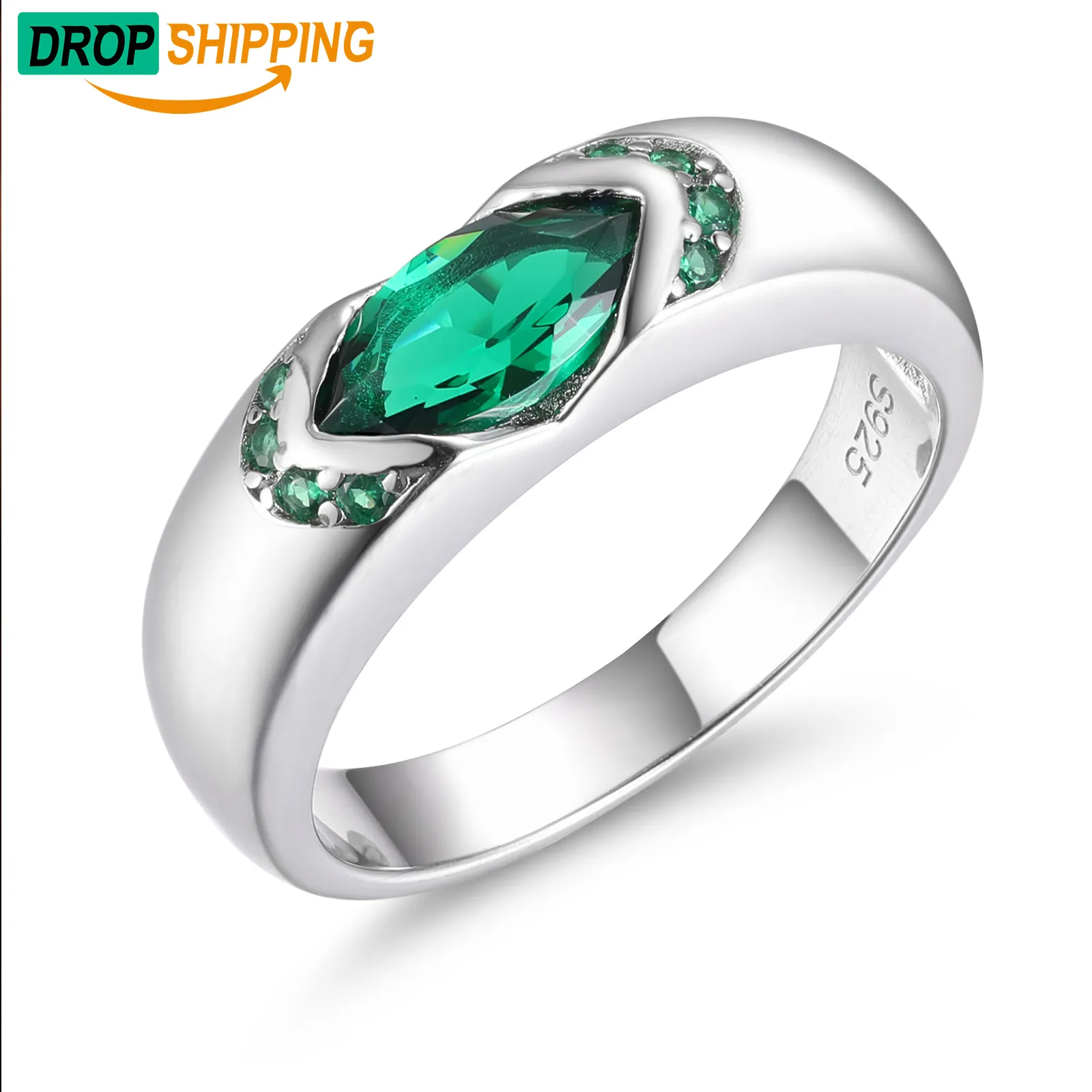 Dropshipping 1ct Pear Cut Moissanite Evil Eye Wedding Ring For Men 18k White Gold Plated 925 Sterling Silver Diamond Engagement