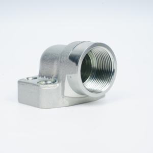 SAE 90 ° Kohlenstoffs tahl Einteiliger Flansch mit weiblichem BSPP-Gewinde BFX90-G Serie für 3000/6000 PSI - Product Image 1