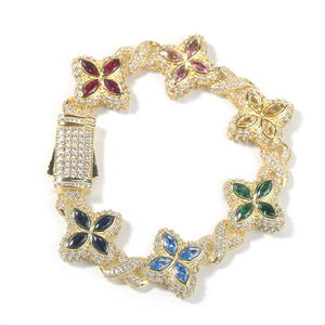 Joyería Hip Hop <span class=keywords><strong>de</strong></span> Moda, Disponible en Varios Colores, Brazalete Infinito con Trébol <span class=keywords><strong>de</strong></span> Cuatro Hojas con Circonitas 5A para Mujeres y Hombres - Product Image 1