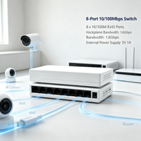 Switch réseau 8 ports 100 Mbps en plastique, RJ45, pour bureau, Ethernet, 1,6 Gbps, Plug and Play, pour caméra IP, 5008S
