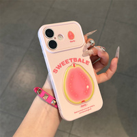Zomer 3D Fruit Party Love Mobiele Telefoonhoesje voor iPhone 17 16 15 14 13 Pro Max Oranje Sydney IMD Blauwe Bes Graffiti achterkant hoesje