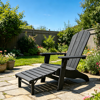 Chaise Adirondack pliable en plastique pour l'extérieur, résistante aux intempéries, aux couleurs inaltérables et facile d'entretien, avec repose-pieds escamotable