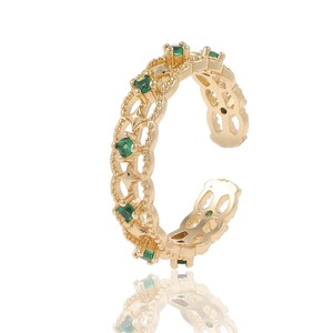 Anillo de Bisutería de Acero Inoxidable con Circonita Verde, Anillos de Joyería de Moda para Mujer, Oro Laminado de 18K, Venta al <span class=keywords><strong>por</strong></span> <span class=keywords><strong>Mayor</strong></span> - Product Image 4