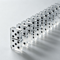 Dominos en acrylique transparent écologiques de qualité supérieure, tuiles en lucite transparentes avec points noirs, logo personnalisé, taille adaptable, jeu de table pour fête
