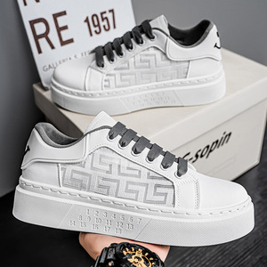 Chaussures de sport décontractées blanches tendance pour hommes, respirantes, évidées, à semelle épaisse en EVA, style polyvalent, nouvelle collection pour étudiants, doublure en maille - Product Image 2