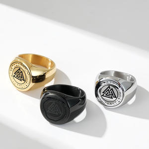 Anillos de Sello Vikingos de Acero Inoxidable para Hombre, Estilo Punk, con Runas, Anillos Triangulares con Nudo, Joyería de Moda, Accesorios, Venta al Por Mayor - Product Image 5