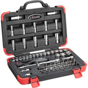 VIGOR-Jeu de douilles 3/8 ''V2305N (61 pièces) -EAN 4047728056441 DOUILLES À MAIN 3/8" - Product Image 1