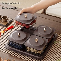 Plateau de rangement pour bonbons aux fruits secs avec couvercle, design carré, nouveau style chinois, pour table basse de salon, haut de gamme, exquis et léger