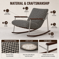 Fauteuil à bascule ergonomique en tissu et bois de frêne, design moderne et épuré, détachable, lavable, écologique, pour salon, balcon ou bureau