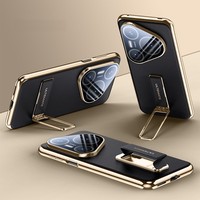 Étui de téléphone en cuir TPU souple de luxe avec protection de l'appareil photo, support de fixation, coque arrière pour Huawei Pura 80 Ultra