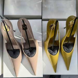 รองเท้าส้นสูงแบบสวมเปิดส้นสำหรับผู้หญิง ดีไซน์หัวแหลม แต่งสายรัดด้านหลัง สีสันหลากหลาย วัสดุหนังแก้ว - Product Image 6