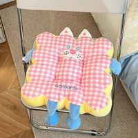 Coussin de siège en coton épais à motif quadrillé de dessin animé avec repose-bras et repose-jambes, coussin de chaise pour bureau et dortoir, vente en gros personnalisée