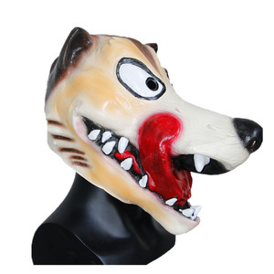 Máscara <span class=keywords><strong>de</strong></span> Látex <span class=keywords><strong>de</strong></span> Lobo <span class=keywords><strong>de</strong></span> Dibujos Animados, Color Beige Marrón, Textura Realista, Ojos Blancos Grandes, Nariz Roja, Colmillos Afilados, Suave <span class=keywords><strong>y</strong></span> Cómoda para Halloween - Product Image 5