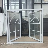 Ventana de Hierro Forjado Arqueada, Diseño Antiguo, Personalizable y Duradera, para Decoración de Casas y Villas, Ventanas Francesas