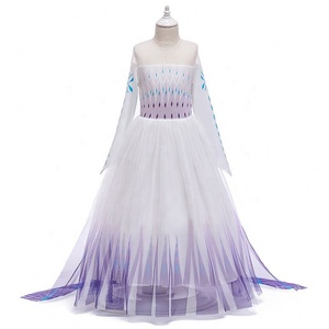 Abito da Principessa <span class=keywords><strong>Elsa</strong></span> <span class=keywords><strong>Anna</strong></span> 2 di Alta Qualità per Bambine, Vestito da Festa con Mantello Rimovibile, Personaggi dei Film - Product Image 3
