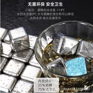 Cubitos de hielo cuadrados de acero inoxidable para enfriar whisky, vino, cerveza, suministros de bar - Product Image 5