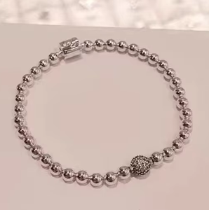 HS-Pan Bracelet Perlé DIY pour Femme en <span class=keywords><strong>Argent</strong></span> 925 et Zircon, Luxe Léger, Simple et Exquis, Haute Joaillerie, Cadeau, Vente en Gros - Product Image 5