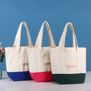 Borsa per la spesa riutilizzabile <span class=keywords><strong>in</strong></span> tela con logo ricamato, mini formato con <span class=keywords><strong>tasca</strong></span> esterna, chiusura con cerniera superiore, essenziale per tutti i giorni - Product Image 2