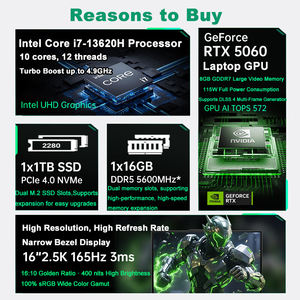 Yüksek kaliteli oyun 13th Gen Intel Core I7 13620H RTX 5060 8G Thunderbolt 4 WIFI 6E grafik kartı ile oyun dizüstü - Product Image 2