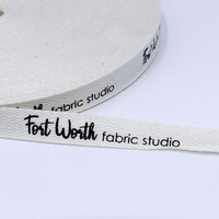 Ruban en coton naturel personnalisé avec logo, largeur 3/4 pouce (2 cm, 15 mm), ruban en coton sergé à chevrons imprimé, 100% coton, avec logo