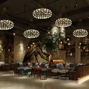 2023 г., новый дизайн, фабрика Zhongshan, стальное светодиодное освещение, светодиодные люстры с искровыми шариками, золотые, серебряные светодиодные подвесные светильники