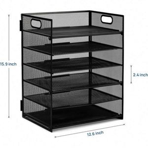 Metal 6 Tier Paper Organizer Letter <b>Tray</b> - Mesh Desk <b>File</b> Organizer with Handle Paper Sorter Organizer <b>File</b> Folder Holder - Product Image 2