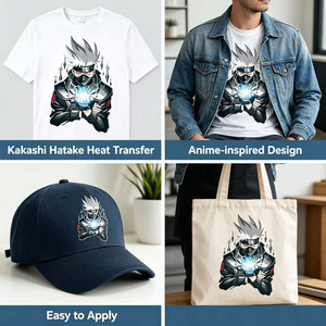 Autocollants thermocollants pour vêtements, design de dessin animé japonais Kakashi, impression par transfert à chaud, transferts plastiques brillants pour décoration. - Product Image 3