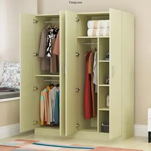 Petite <span class=keywords><strong>armoire</strong></span> moderne simple en bois massif <span class=keywords><strong>Armoire</strong></span> de rangement pliable en gros pour logement de location Meubles de chambre à coucher avec porte en MDF - Product Image 2
