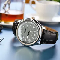 Montre de luxe pour homme à quartz, boîtier en alliage, épaisseur 10 mm, résistante à l'eau, bracelet en cuir, cadran analogique, montre tendance 2026 BB07