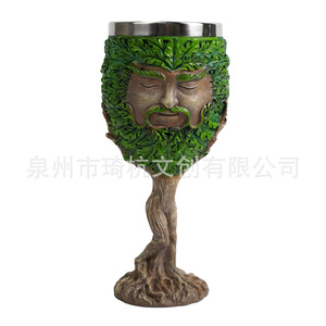 Verre à pied en résine d'arbre mythique 177 ml, isolation thermique en acier inoxydable, décoration de fête, ornement artisanal - Product Image 5