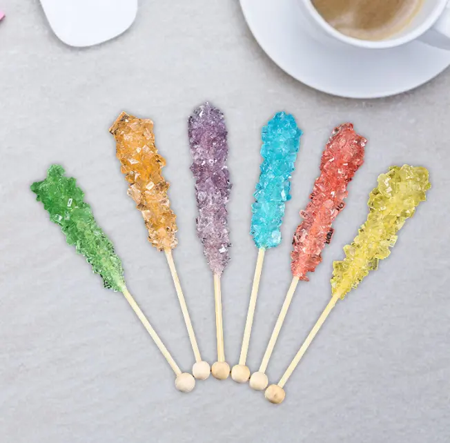 Bastoncino di cristallo multicolore agitatore per tè allo zucchero cristalli di zucchero di roccia lecca-lecca aromatizzato alla frutta