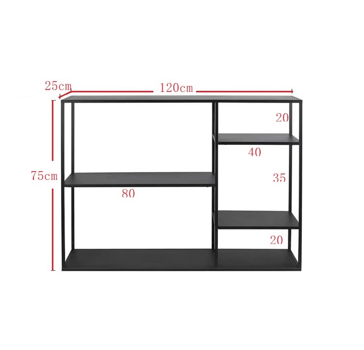 Noir mat: longueur 120 largeur 25 haut 75cm