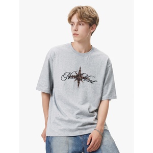 Custom Men Summer Leopard Print <b>Patchwork</b> Letter Graphic Short Sleeve T <b>Shirt</b> High Street Vintage Pure Cotton Streetwear Loose - Product Image 1