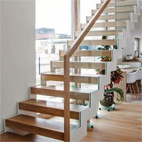 Escalier intérieur DB à double plaque d'acier, marches en bois, droit, en zigzag, ou en forme de Z
