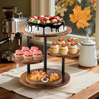 Charmant support à gâteau rond en bois écologique à plusieurs niveaux avec quatre étages pour les fêtes et les mariages, taille personnalisée disponible